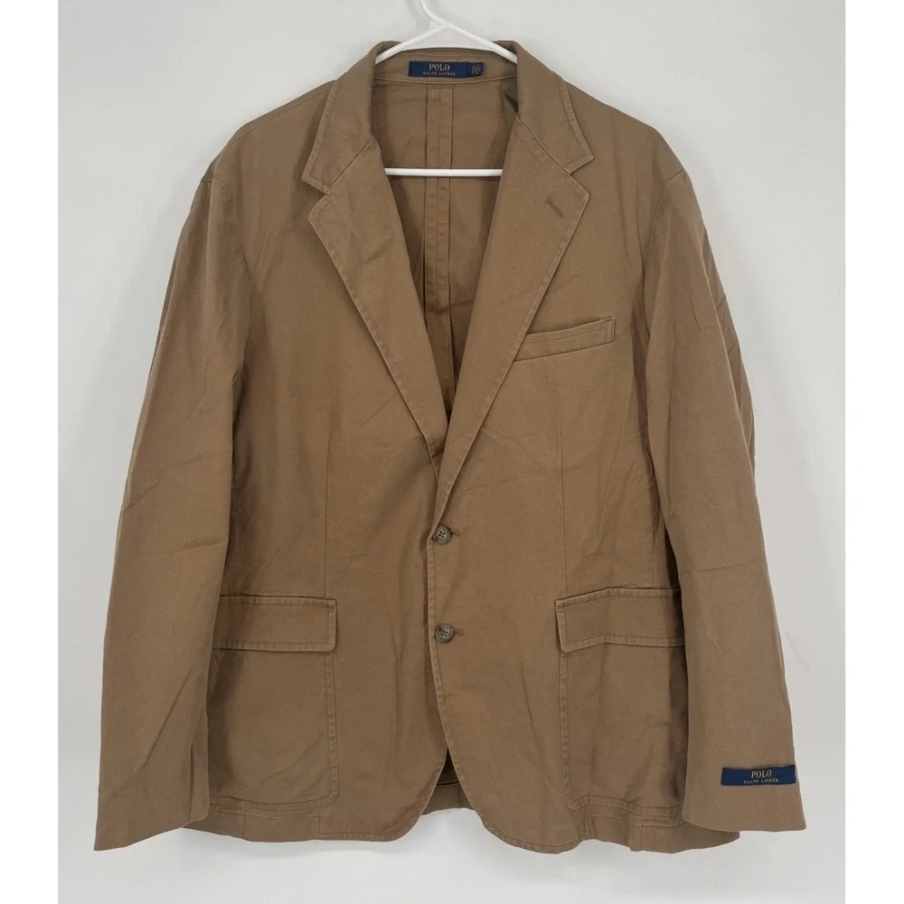 Polo Ralph Lauren Men's Cotton Stretch Khaki Chino Blazer Sport Coat Preppy XXL